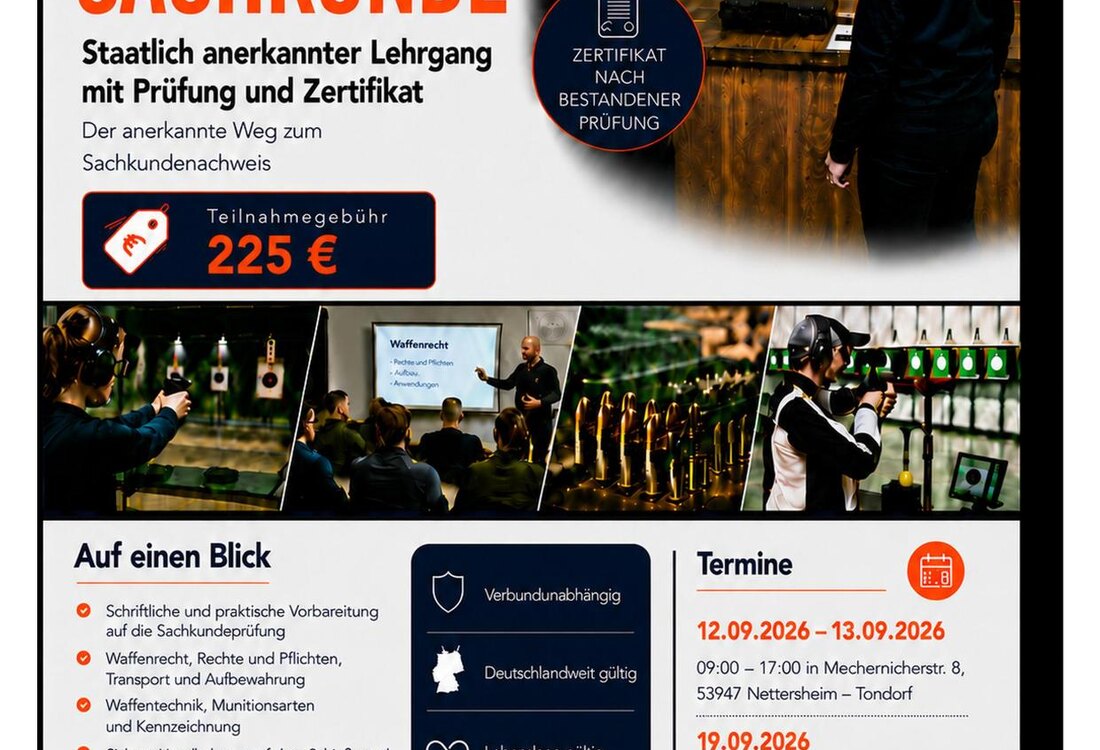 Kombiniertes Seminar für Pulverschein und Wiederladen